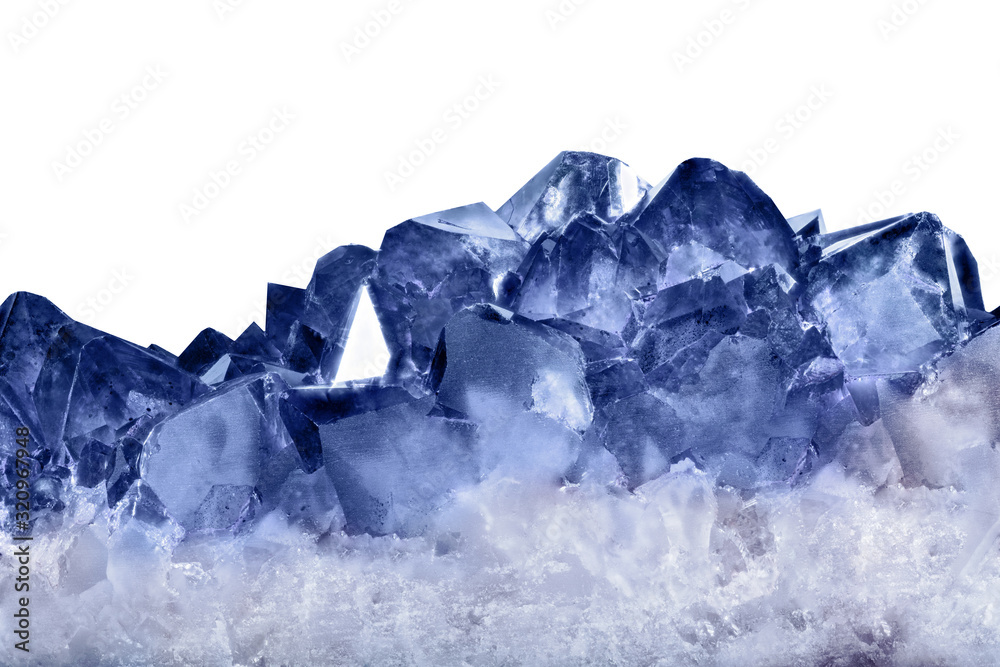 dark blue sapphire crystals isolated on white