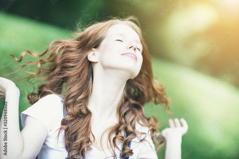 Naklejka premium red hair summer beauty 