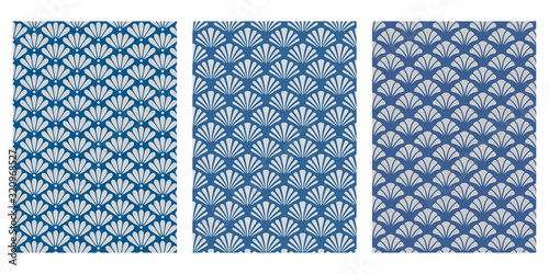 Japanese Flower Fan, Sea Shell Abstract Vector Background Collection