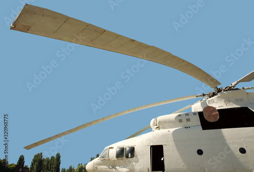 Long blades military cargo helicopter photo