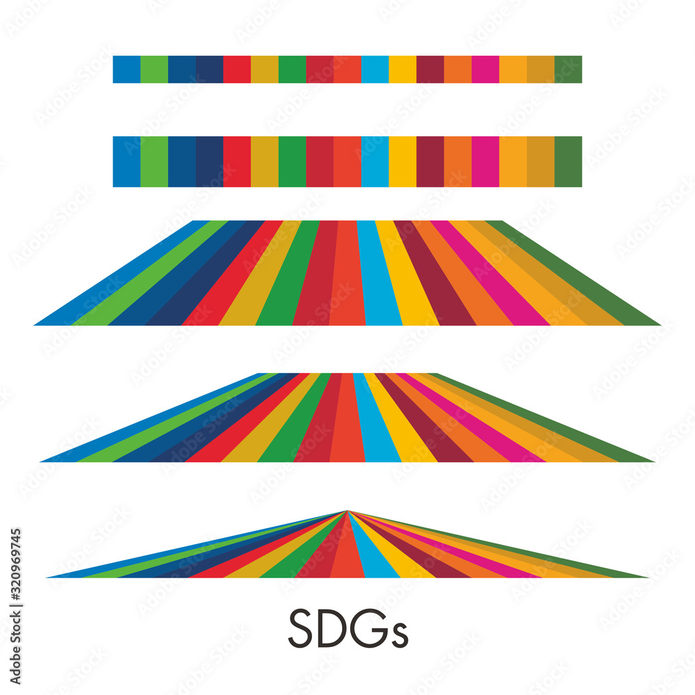 SDGs（Sustainable Development Goals／持続可能な開発目標）の目標17項目それぞれのカラーを使ったイメージアイコン