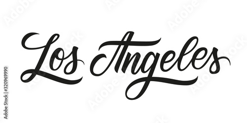 Los Angeles handwritten inscription. Los Angeles city name hand drawn lettering isolated on white background. Calligraphic element for your design. Vector illustration.