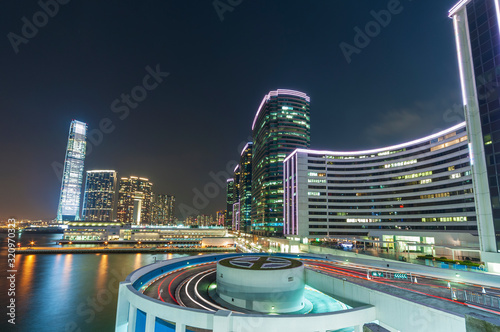 Photography Skyline of Hong Kong city at night