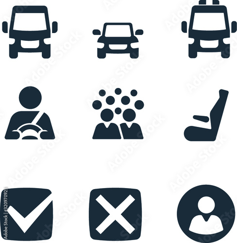Transport solid icons set for web and print
