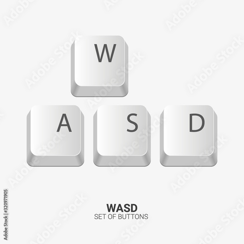 WASD. Keyboard buttons on white background. Vector illustration. photo