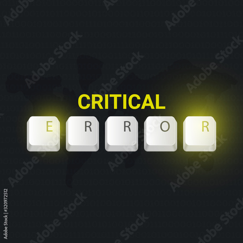 Critical Error banner with keyboard buttons. Vector illustration.