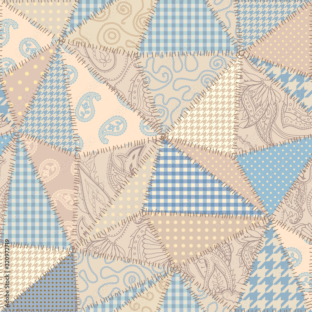 Patchwork textile pattern. Seamless quilting design background. Patchwork textile pattern. Seamless quilting design background.
