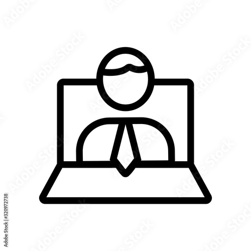 Mentor laptop icon vector. Thin line sign. Isolated contour symbol illustration