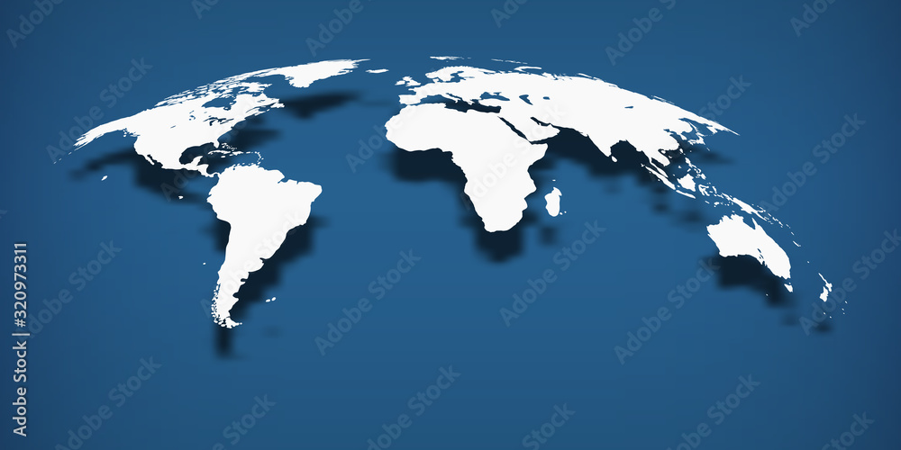 World map on classic blue background.
