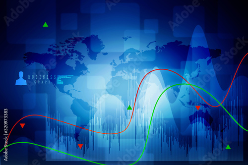 2d rendering Stock market online business concept. business Graph 