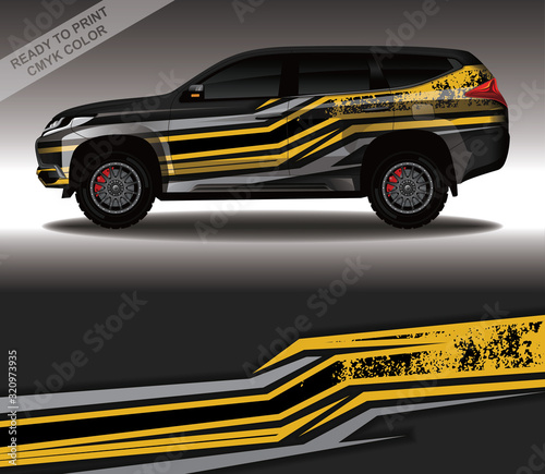 Car wrap decal design vector, custom livery race rally car vehicle sticker and tinting.