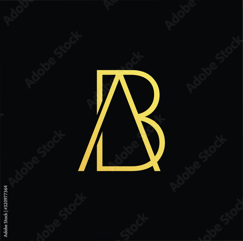 Outstanding professional elegant trendy awesome artistic black and gold color AB BA initial based Alphabet icon logo.