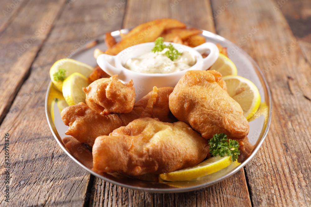 fish and chips with sauce fish and chips with sauce
