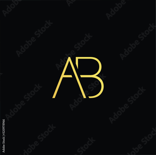 Outstanding professional elegant trendy awesome artistic black and gold color AB BA initial based Alphabet icon logo.