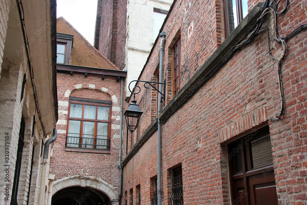 Fototapeta premium brick houses at brigittines square in lille (france) 