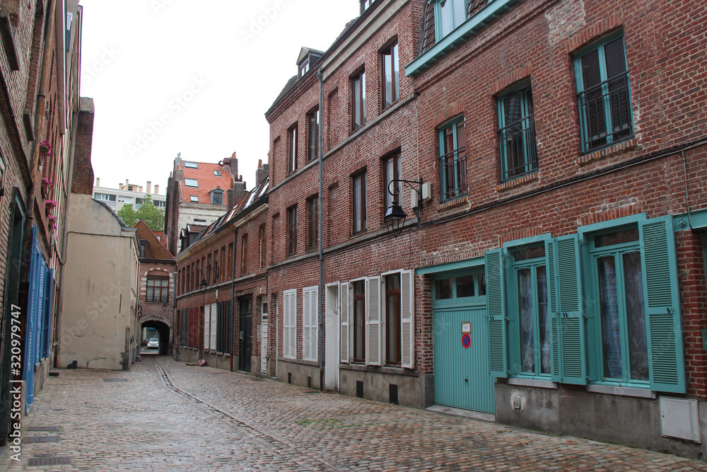brick houses at brigittines square in lille (france) 
