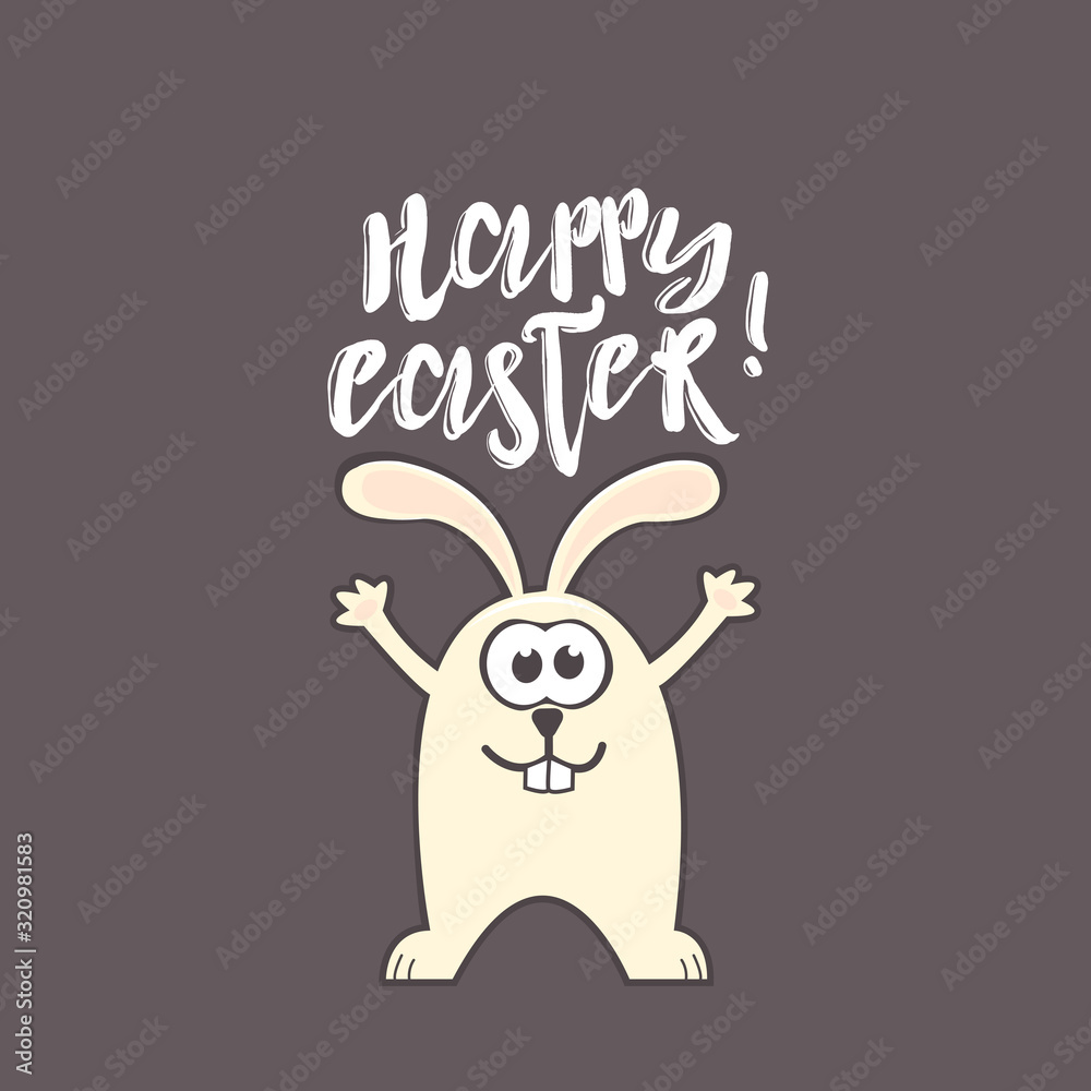 Easter greeting card with rabbit and text Easter greeting card with rabbit and text