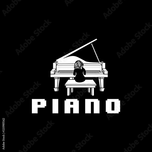 playing piano logo design