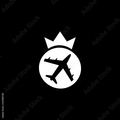 plane crown logo design vector icon