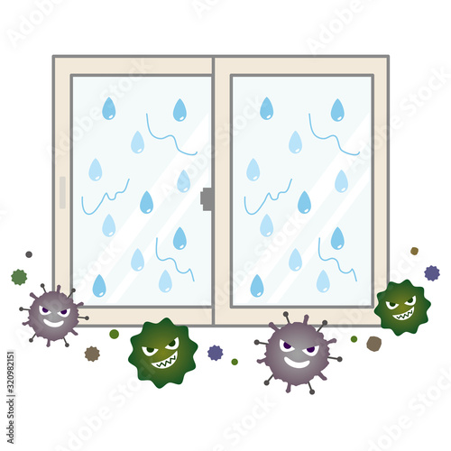 結露でカビが生えた窓イメージ