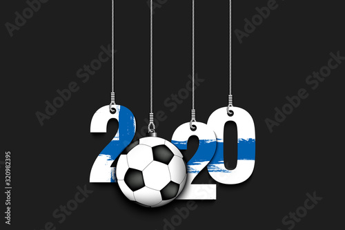 Fototapeta Naklejka Na Ścianę i Meble -  Figures 2020, soccer ball and Finland flag