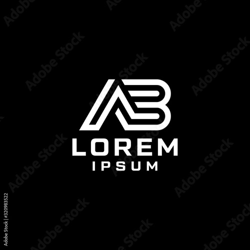 AB Letter With Linked Line Initial Logo Design 