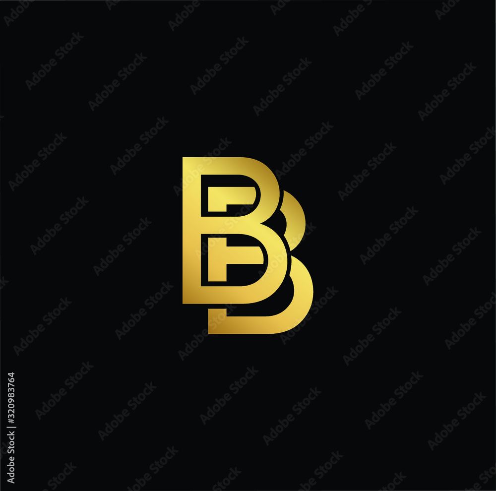 Outstanding professional elegant trendy awesome artistic black and gold color BB initial based Alphabet icon logo.