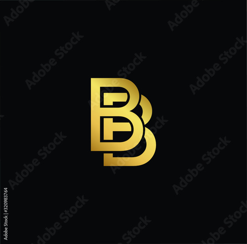 Outstanding professional elegant trendy awesome artistic black and gold color BB initial based Alphabet icon logo.