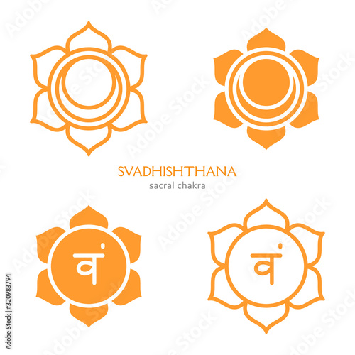 Svadhishthana, sacral chakra symbol. Colorful mandala. Vector illustration