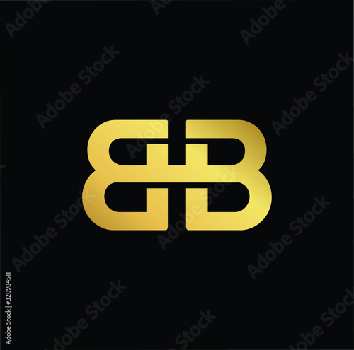 Outstanding professional elegant trendy awesome artistic black and gold color BB initial based Alphabet icon logo.