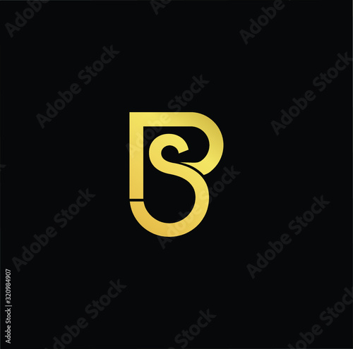 Outstanding professional elegant trendy awesome artistic black and gold color BS SB PS SP initial based Alphabet icon logo.