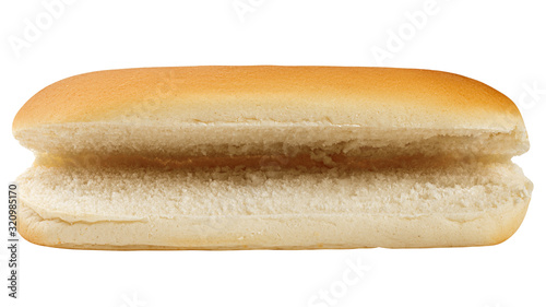 HOT DOG bun isolated on white background, clipping path, full depth of field photo