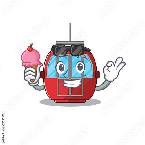 happy face ropeway cartoon design with ice cream