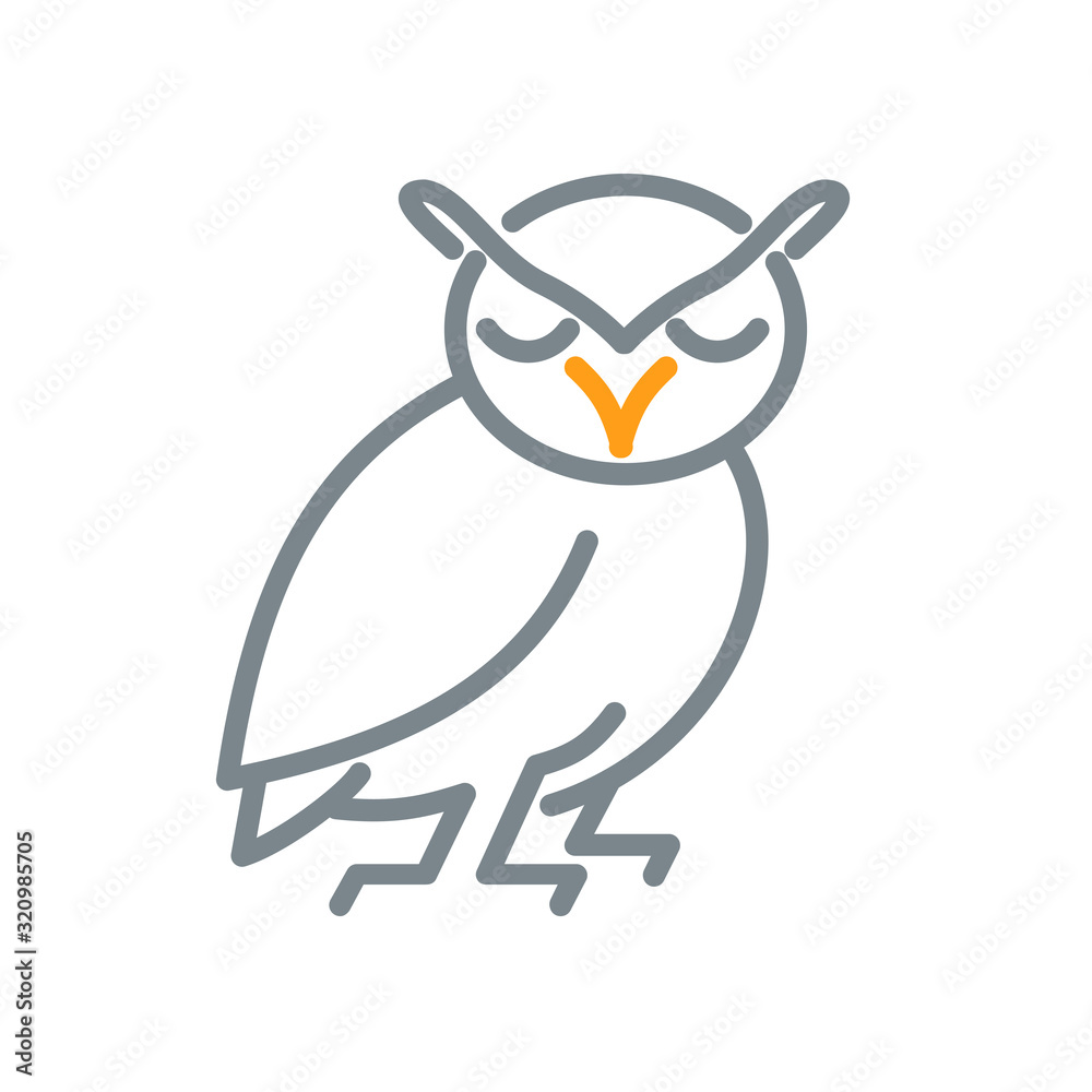 Fototapeta premium Great Horned Owl Mono Line