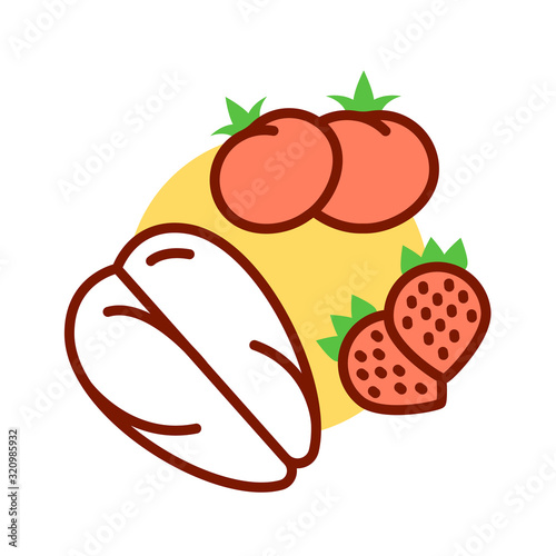 Moderate keto color line icon. Moderate protein and a small amount of carbs. Pictogram for web page, mobile app, promo. UI UX GUI design element. Editable stroke.