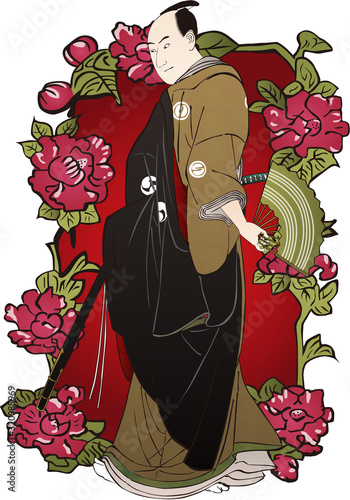 浮世絵　武士＆花　その4