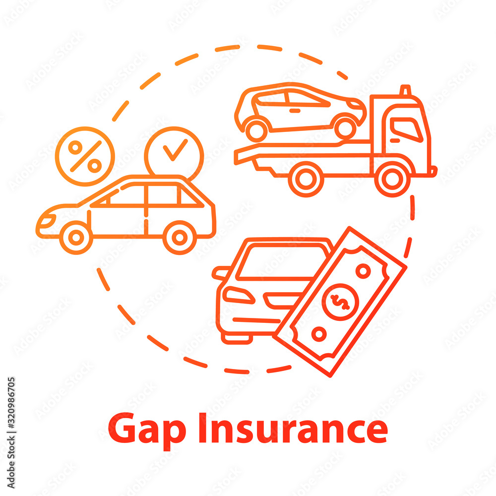 Gap insurance concept icon. Mortgage money. Refund for car cost difference. Damage from accident. Financial aid idea thin line illustration. Vector isolated outline RGB color drawing. Editable stroke