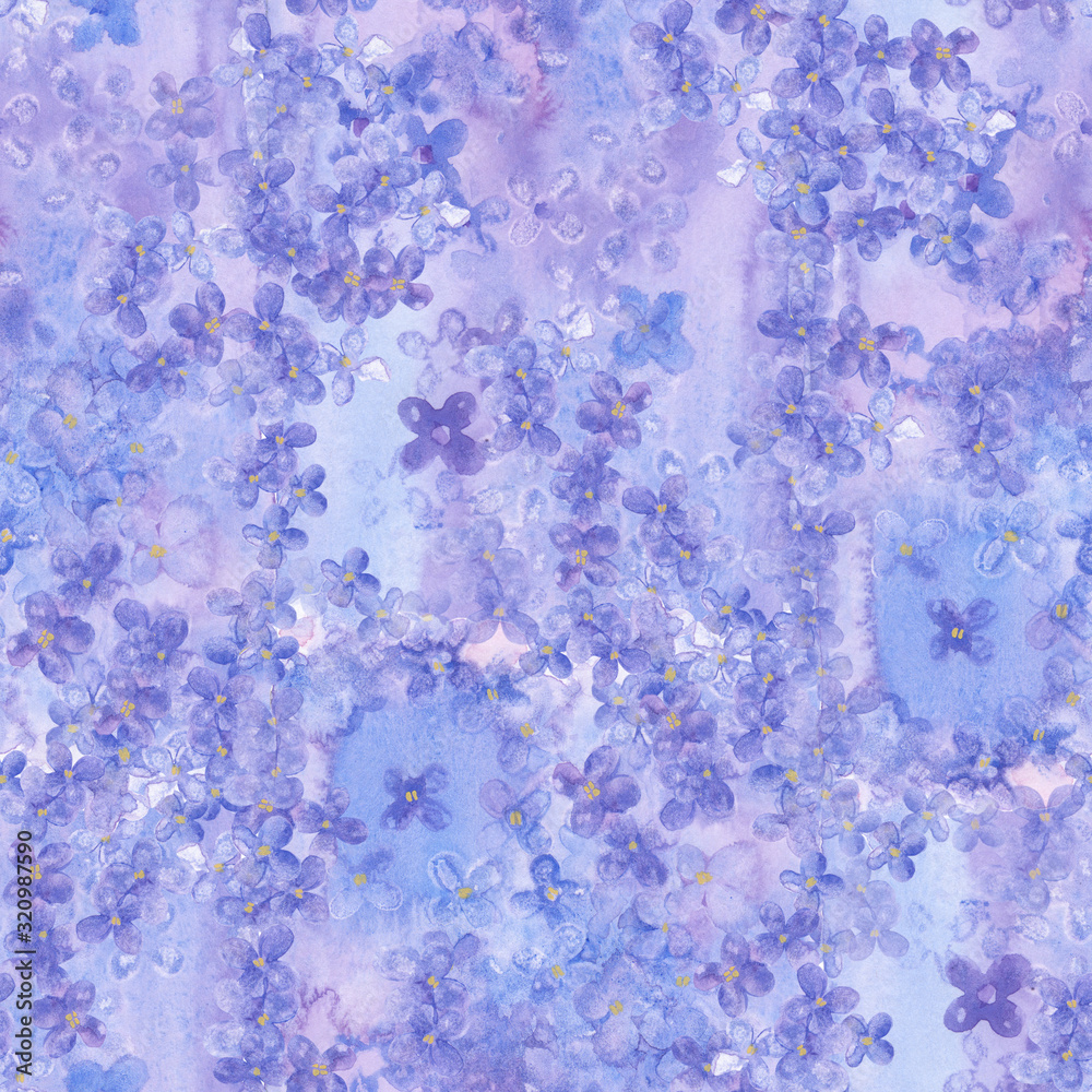 Lilac. Seamless watercolor pattern. Art background.