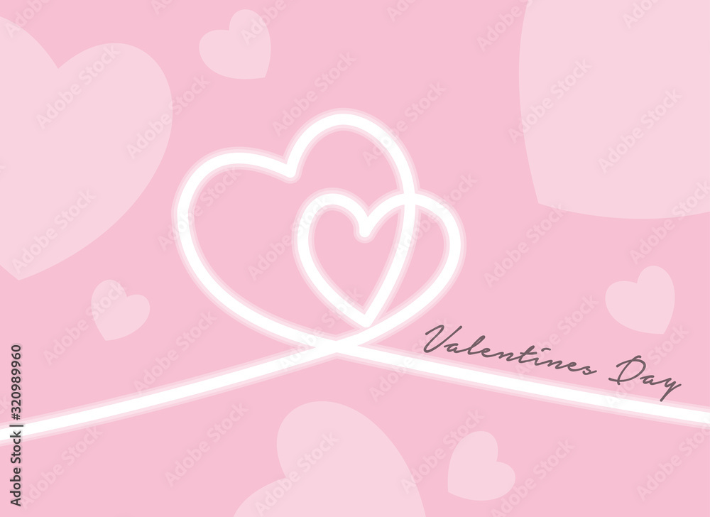 happy valentine day,text on a heart shape outline stroke, vector