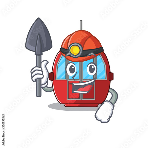 Cool clever Miner ropeway cartoon character design