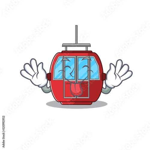 Funny ropeway mascot design with Tongue out