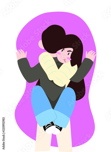 Valentines day vector illustration of cute couple 