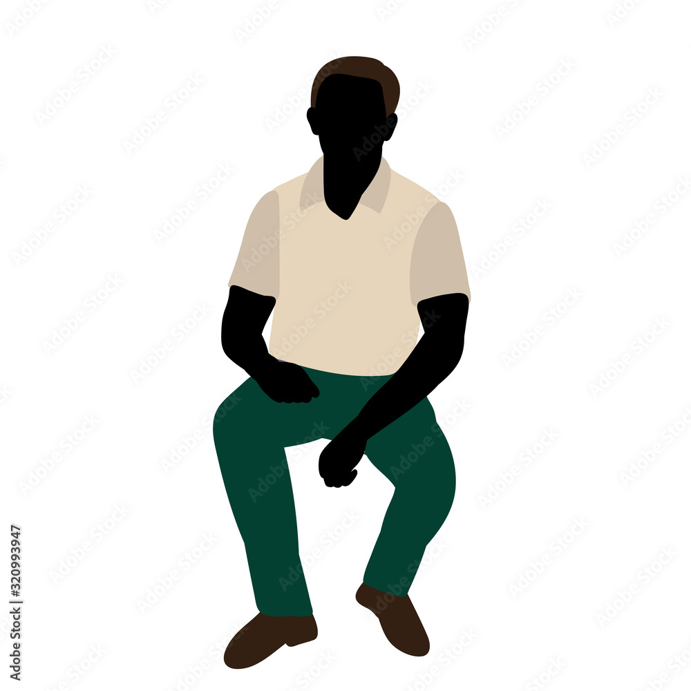 vector, isolated, silhouette in colored clothes, man, guy sitting
