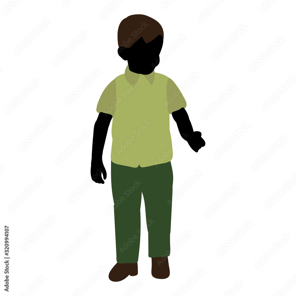 isolated, silhouette in colored clothes, boy