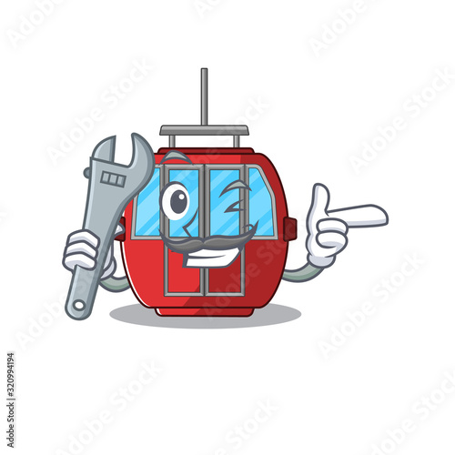 Smart Mechanic ropeway in cartoon character design