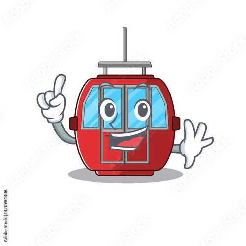 mascot cartoon concept ropeway in One Finger gesture