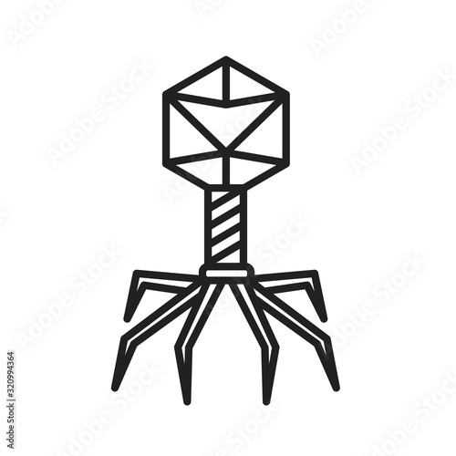 Bacteria bacteriophage black line icon. Bacterial infection sign. Microscopic germ cause diseases concept. Pictogram for web, mobile app, promo. UI UX design element. Editable stroke.