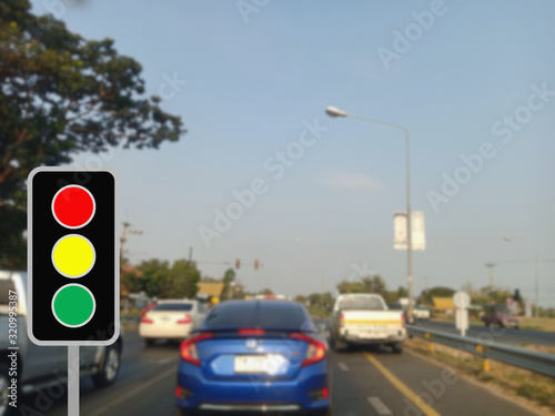 Traffic light sign And have blurred backgrounds