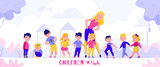Kindergarten Walking Children Composition
