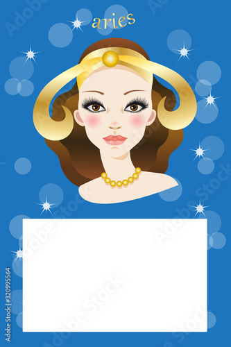 Illustration with zodiac sign and white space to write a text